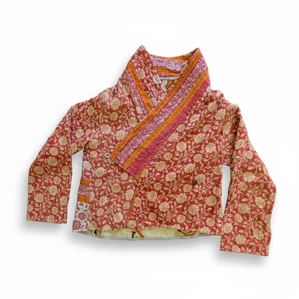 Floral Patterned Open Front Jacket - image 3